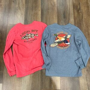 BURLEBO Kids Long Sleeve Tees - Coral and Blue - never worn